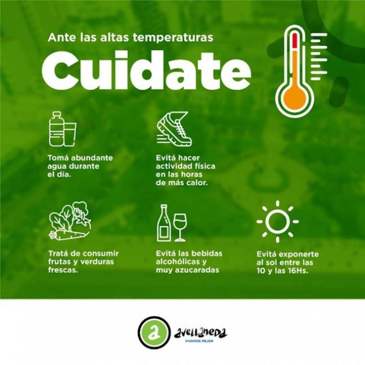 Municipio #Avellaneda @gestion_a · Ante las altas temperaturas informamos las siguientes recomendaciones.