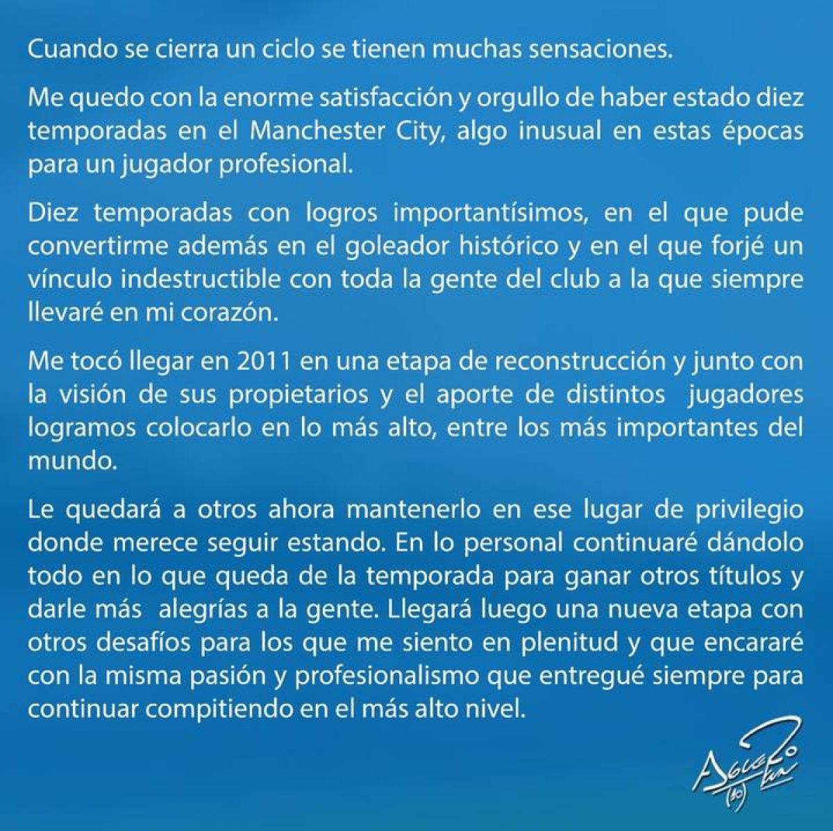 MENSAJE DEL KUN AGUERO... @aguerosergiokun .-