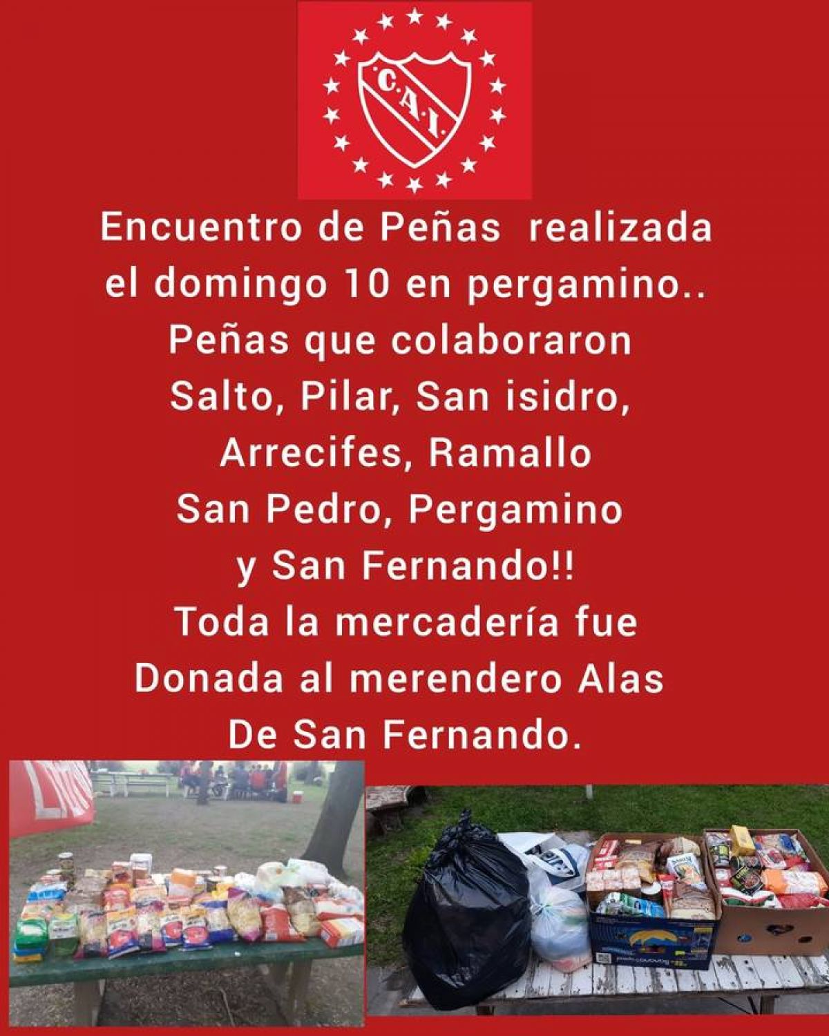 Peñas Cai ) En un Encuentro de Peñas realizado el Domingo 10 en Pergamino...