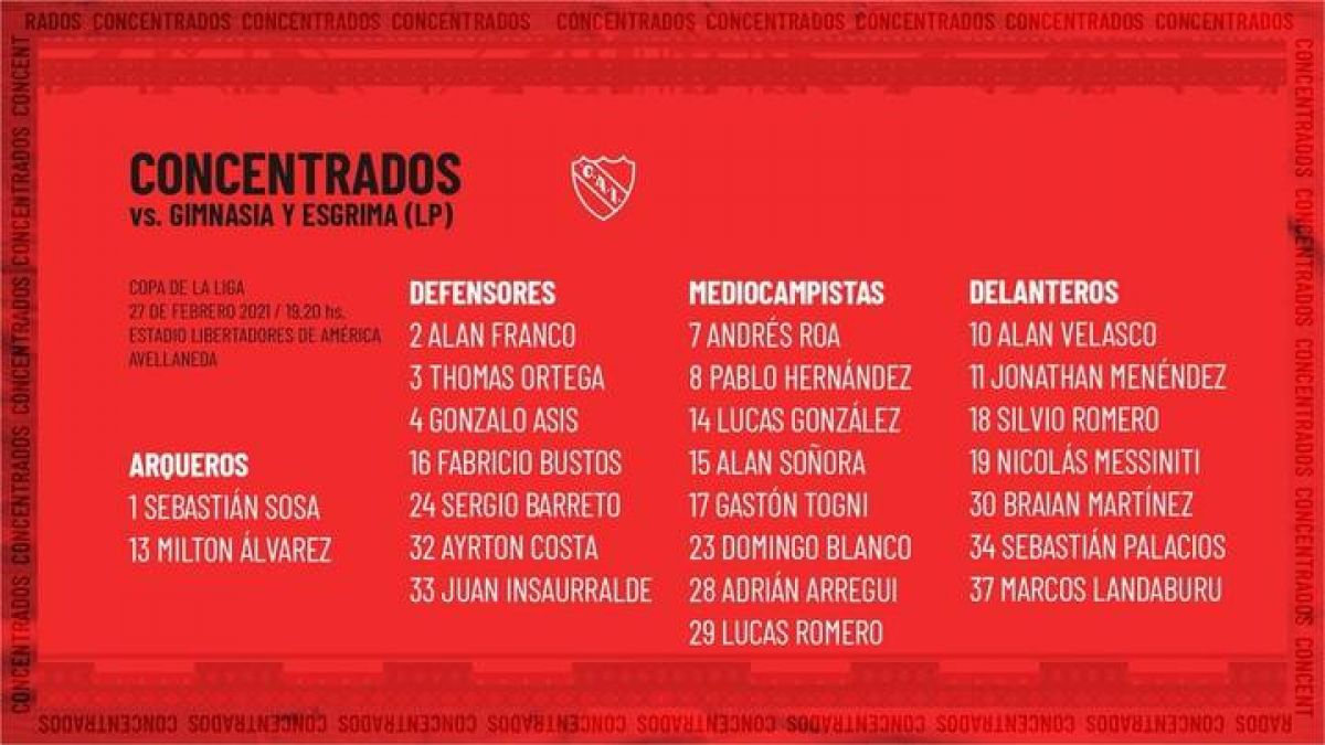 @Independiente La lista para recibir al Lobo.