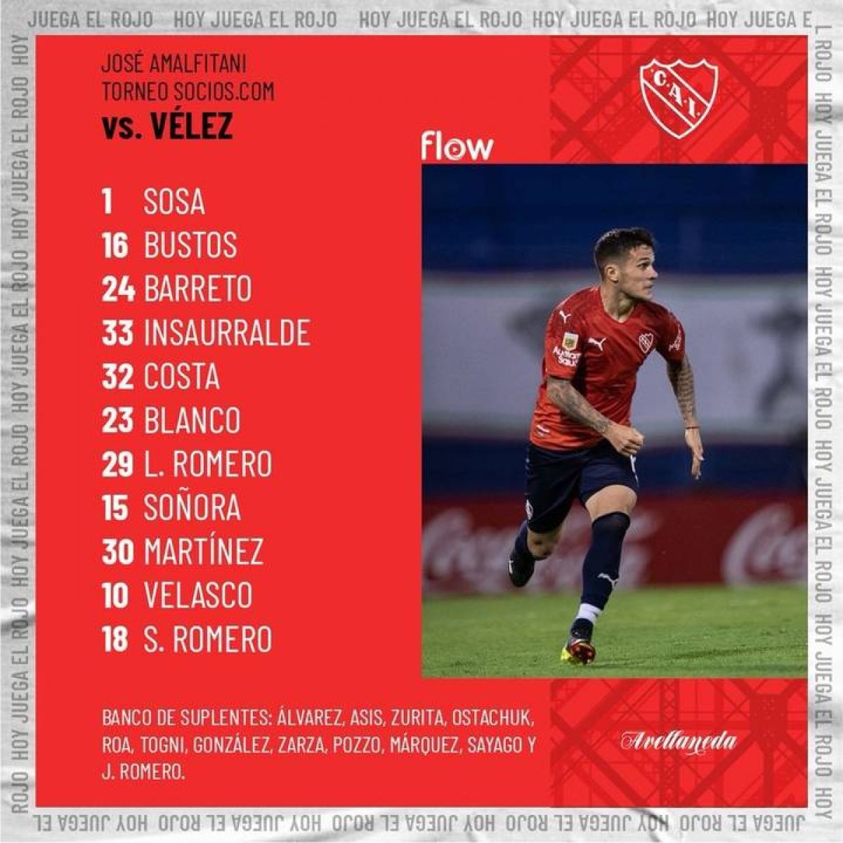Formación  de #Independiente.
