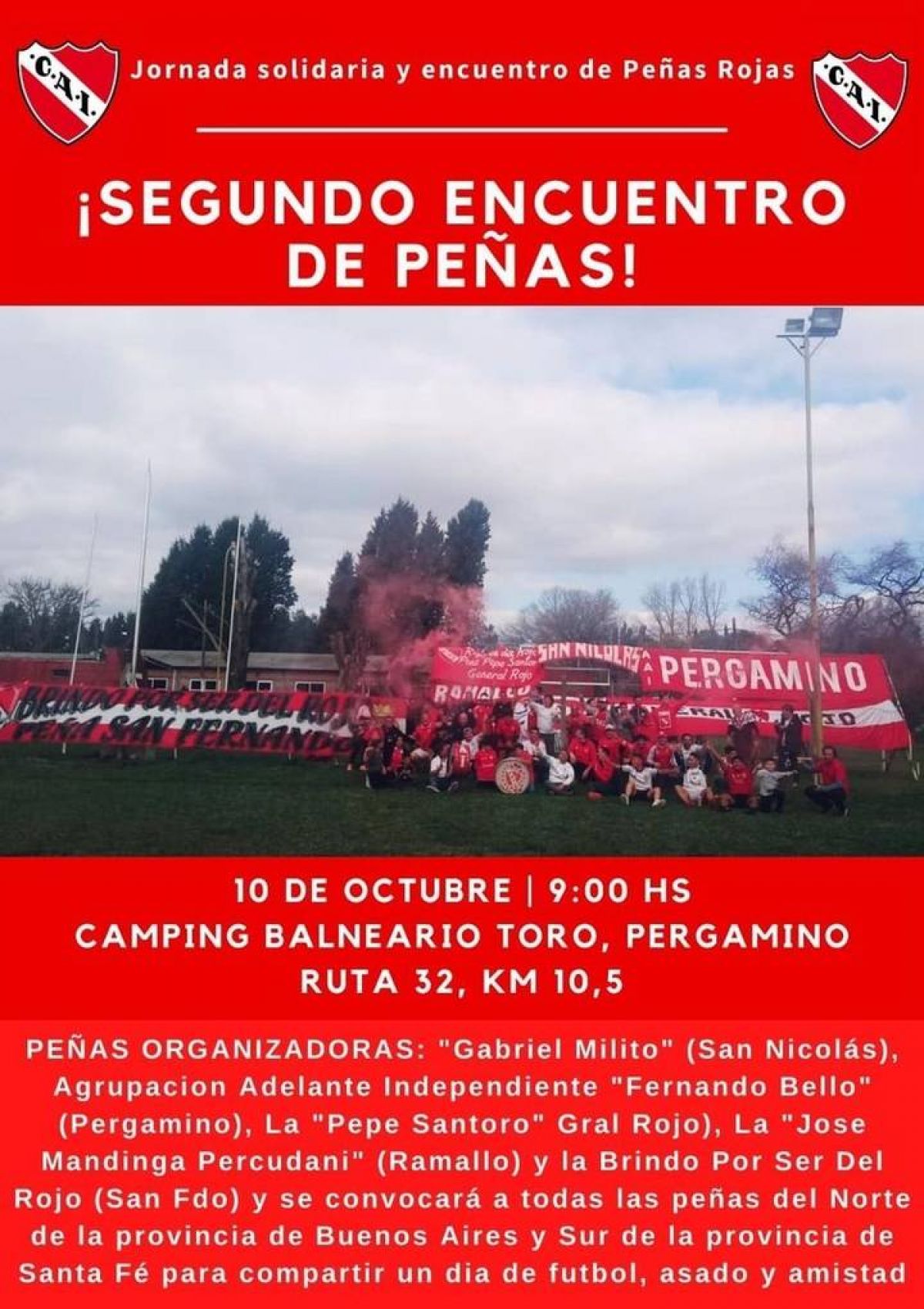 REUNIÓN DE PEÑAS ROJAS EN #PERGAMINO.-