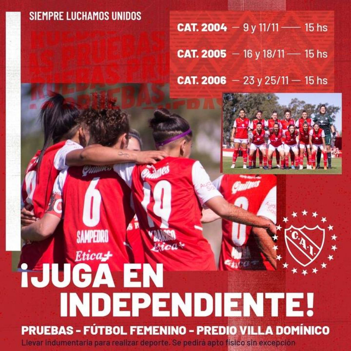 "FÚTBOL FEMENINO") PRUEBAS POSTERGADAS...