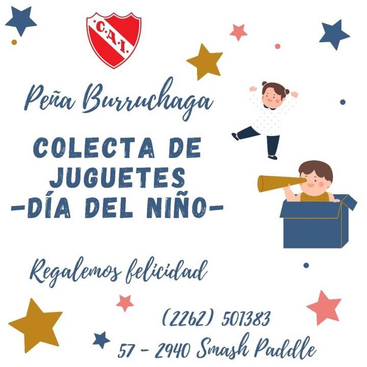 Peñas Cai. La Peña Roja Jorge Burruchaga de Necochea está organizando una colecta de juguetes para entregar en el día del niño.