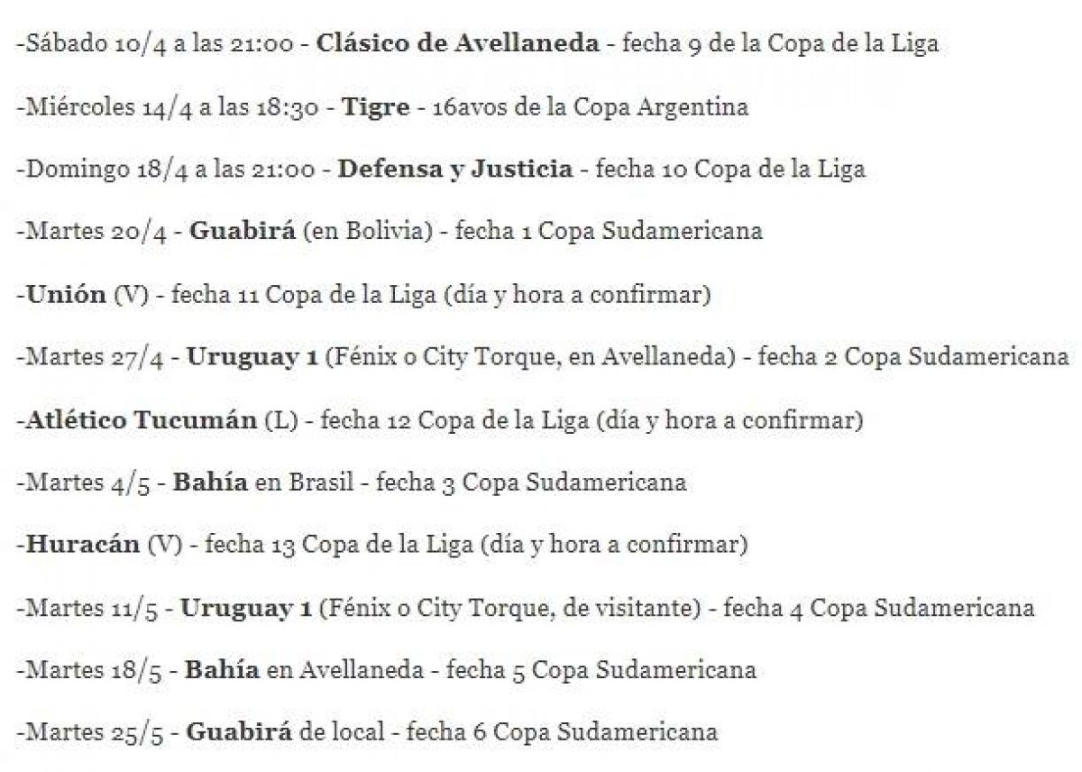 @nelsonlafit A priori , este es el calendario de #Independiente en las próximas semanas...